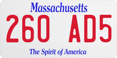 MA license plate 260AD5