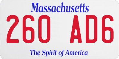MA license plate 260AD6