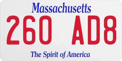 MA license plate 260AD8