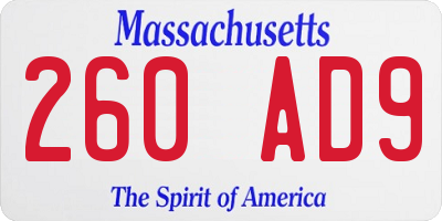 MA license plate 260AD9