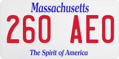 MA license plate 260AE0