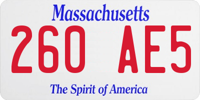 MA license plate 260AE5