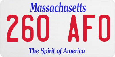 MA license plate 260AF0