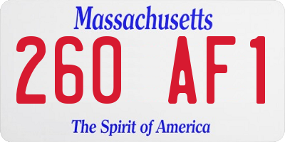 MA license plate 260AF1