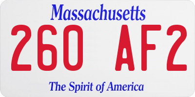 MA license plate 260AF2