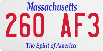 MA license plate 260AF3