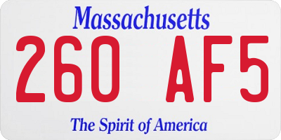 MA license plate 260AF5