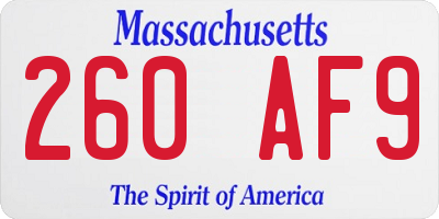 MA license plate 260AF9