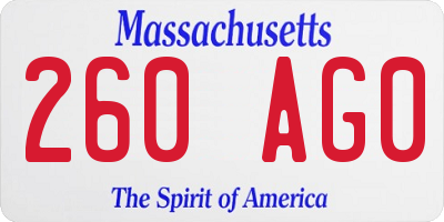 MA license plate 260AG0