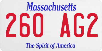 MA license plate 260AG2