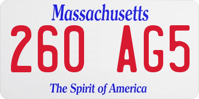 MA license plate 260AG5