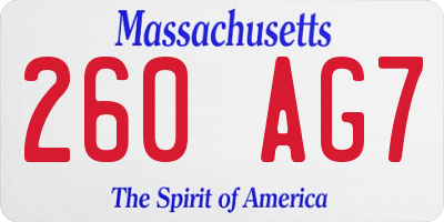 MA license plate 260AG7