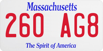 MA license plate 260AG8