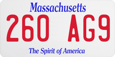 MA license plate 260AG9
