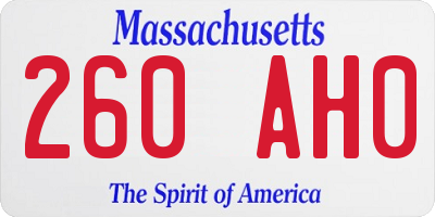 MA license plate 260AH0