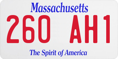 MA license plate 260AH1