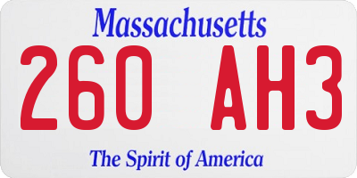 MA license plate 260AH3