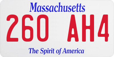 MA license plate 260AH4