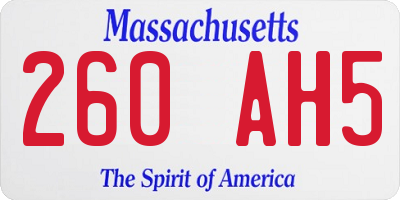 MA license plate 260AH5
