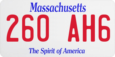 MA license plate 260AH6