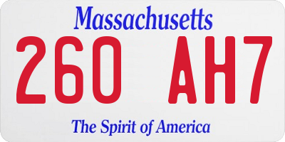 MA license plate 260AH7