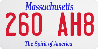 MA license plate 260AH8