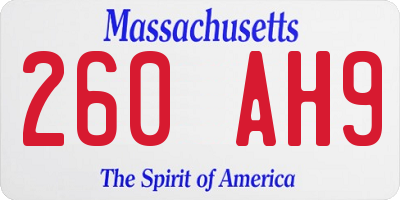 MA license plate 260AH9