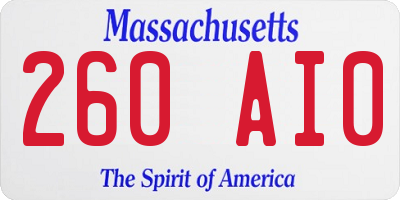MA license plate 260AI0