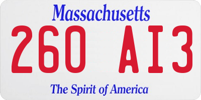 MA license plate 260AI3