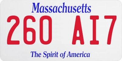 MA license plate 260AI7