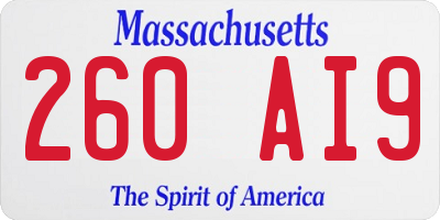 MA license plate 260AI9