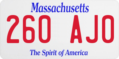 MA license plate 260AJ0