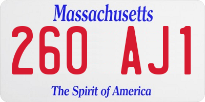 MA license plate 260AJ1