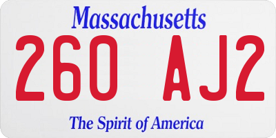MA license plate 260AJ2