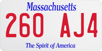 MA license plate 260AJ4