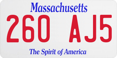 MA license plate 260AJ5