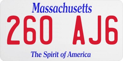 MA license plate 260AJ6