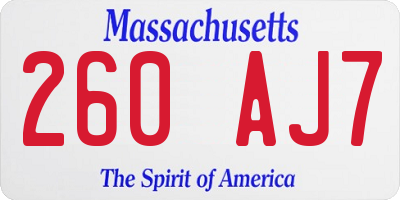 MA license plate 260AJ7