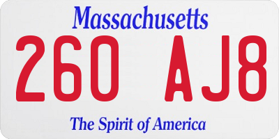 MA license plate 260AJ8
