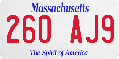 MA license plate 260AJ9