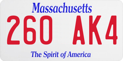 MA license plate 260AK4
