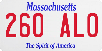 MA license plate 260AL0