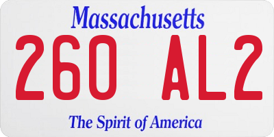 MA license plate 260AL2
