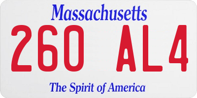 MA license plate 260AL4