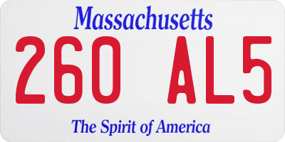 MA license plate 260AL5