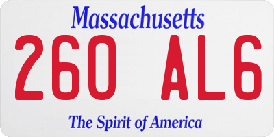 MA license plate 260AL6