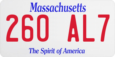 MA license plate 260AL7