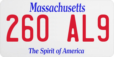 MA license plate 260AL9