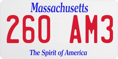 MA license plate 260AM3