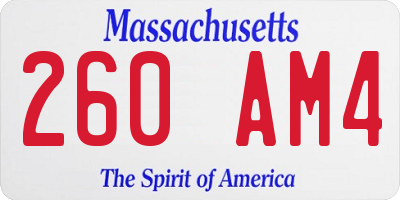 MA license plate 260AM4